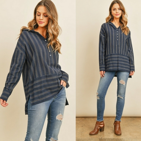 Striped Tunic Hoodie - Picture 2 of 2